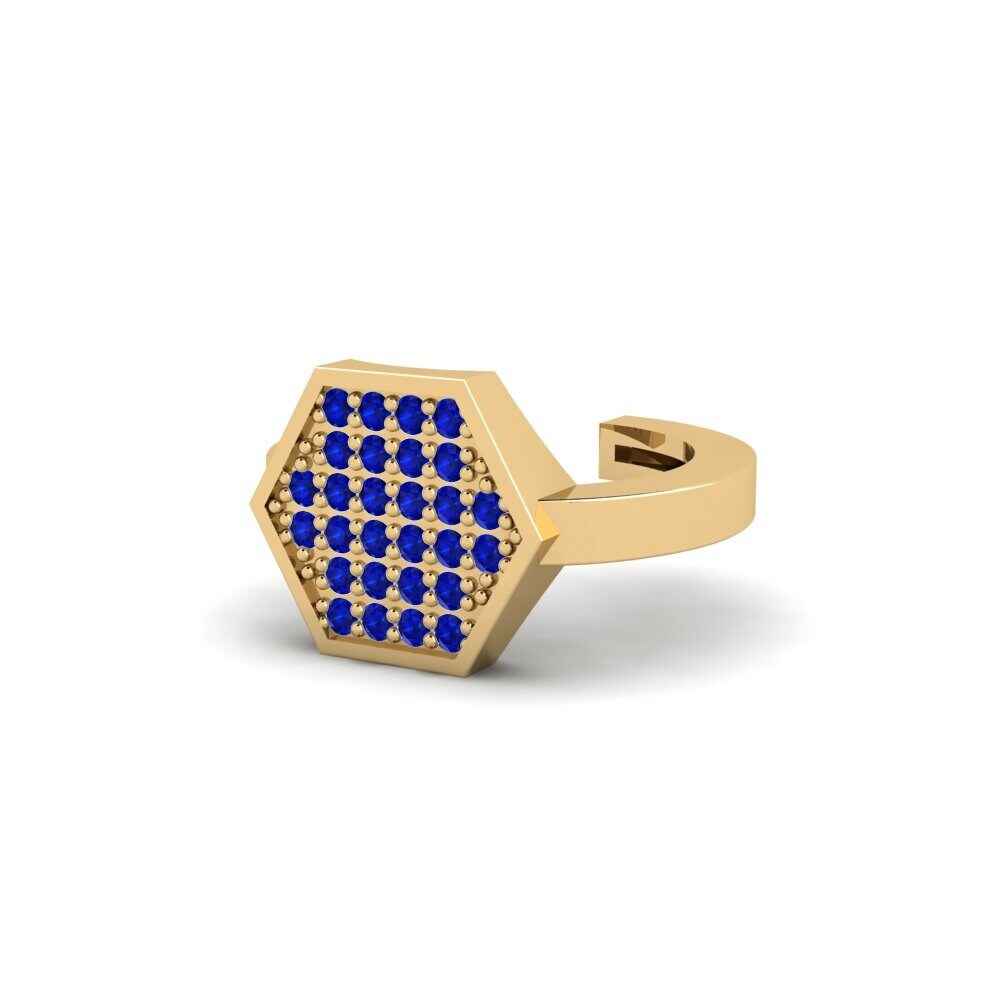 14ct Yellow Gold Sapphire Men's Ear Cuff Zapaleri