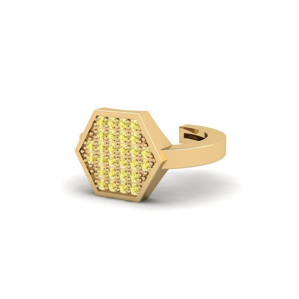 14ct Yellow Gold Yellow Sapphire Men's Ear Cuff Zapaleri