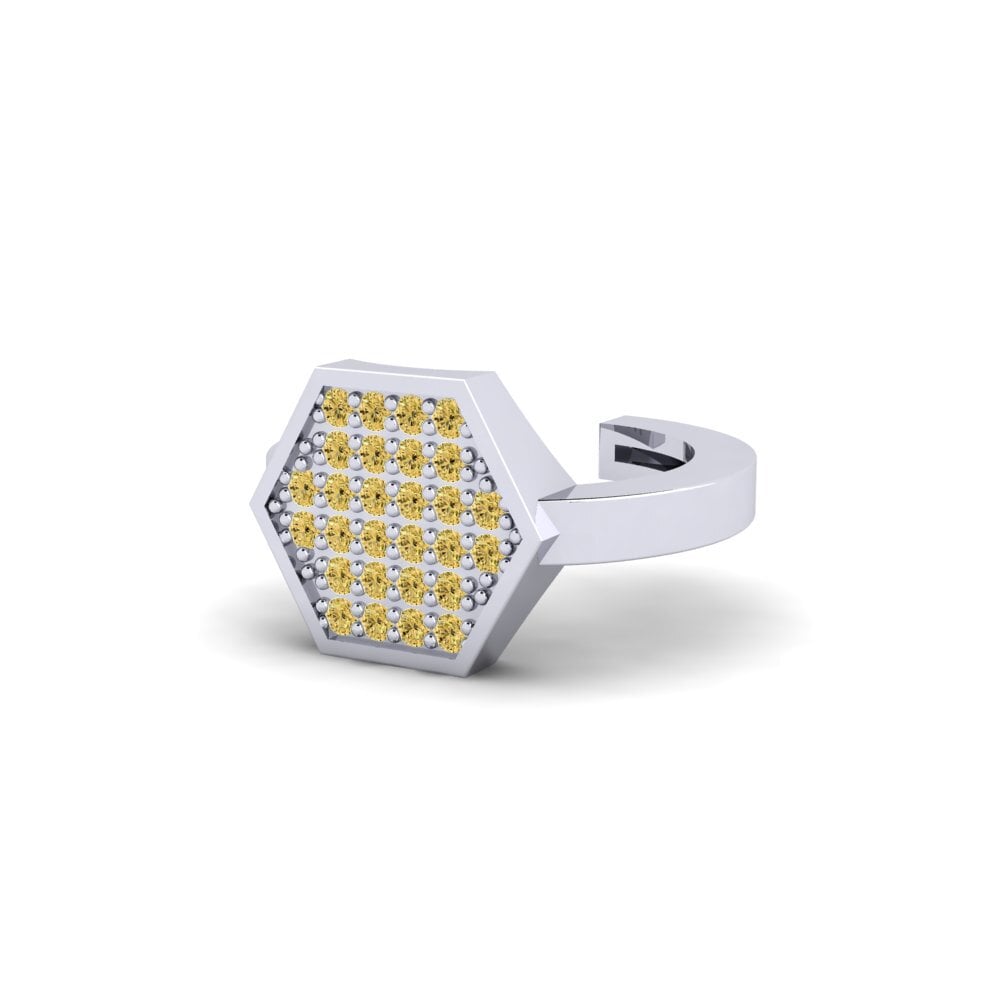 585 Bílé zlato Žlutý diamant Pánská manžeta na ucho Zapaleri