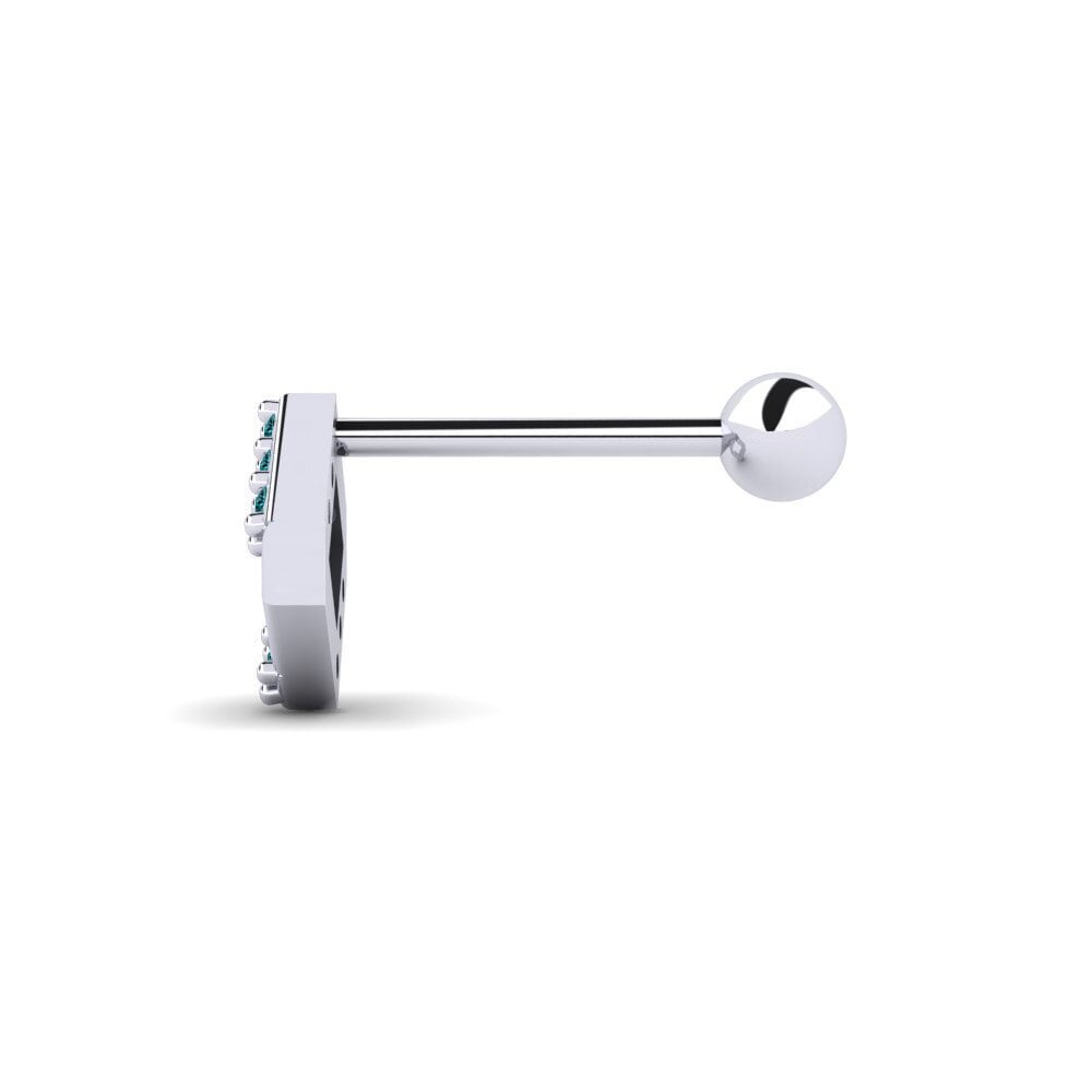 585 Bílé zlato Modrý diamant Piercing pro muže Bujny
