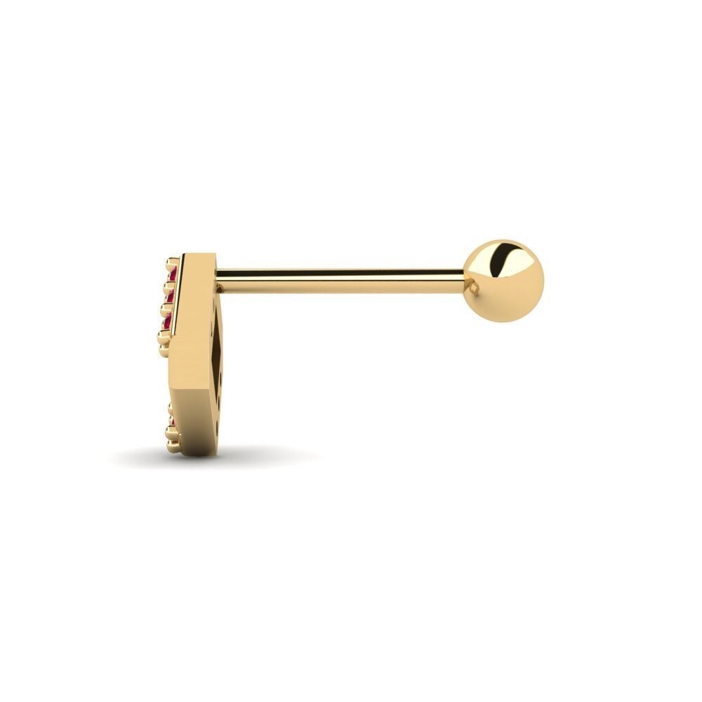 18ct Yellow Gold Ruby Men's Piercing Bujny