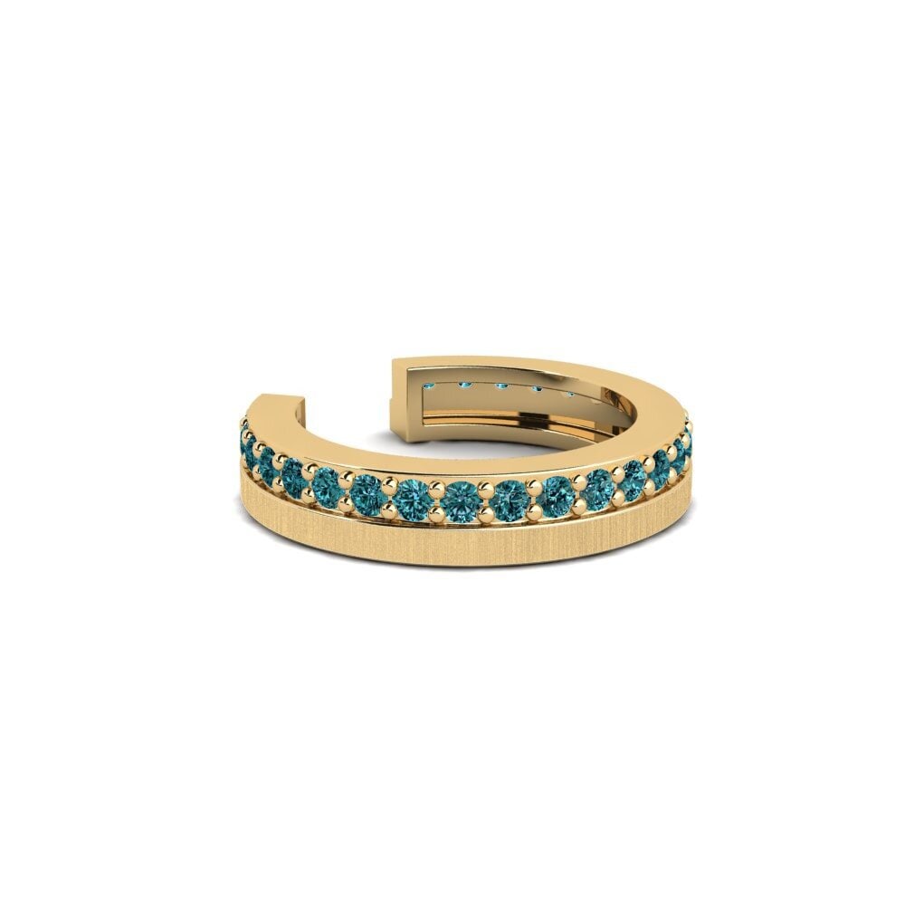 14ct Yellow Gold Blue Diamond Men's Ear Cuff Gaisberg - B