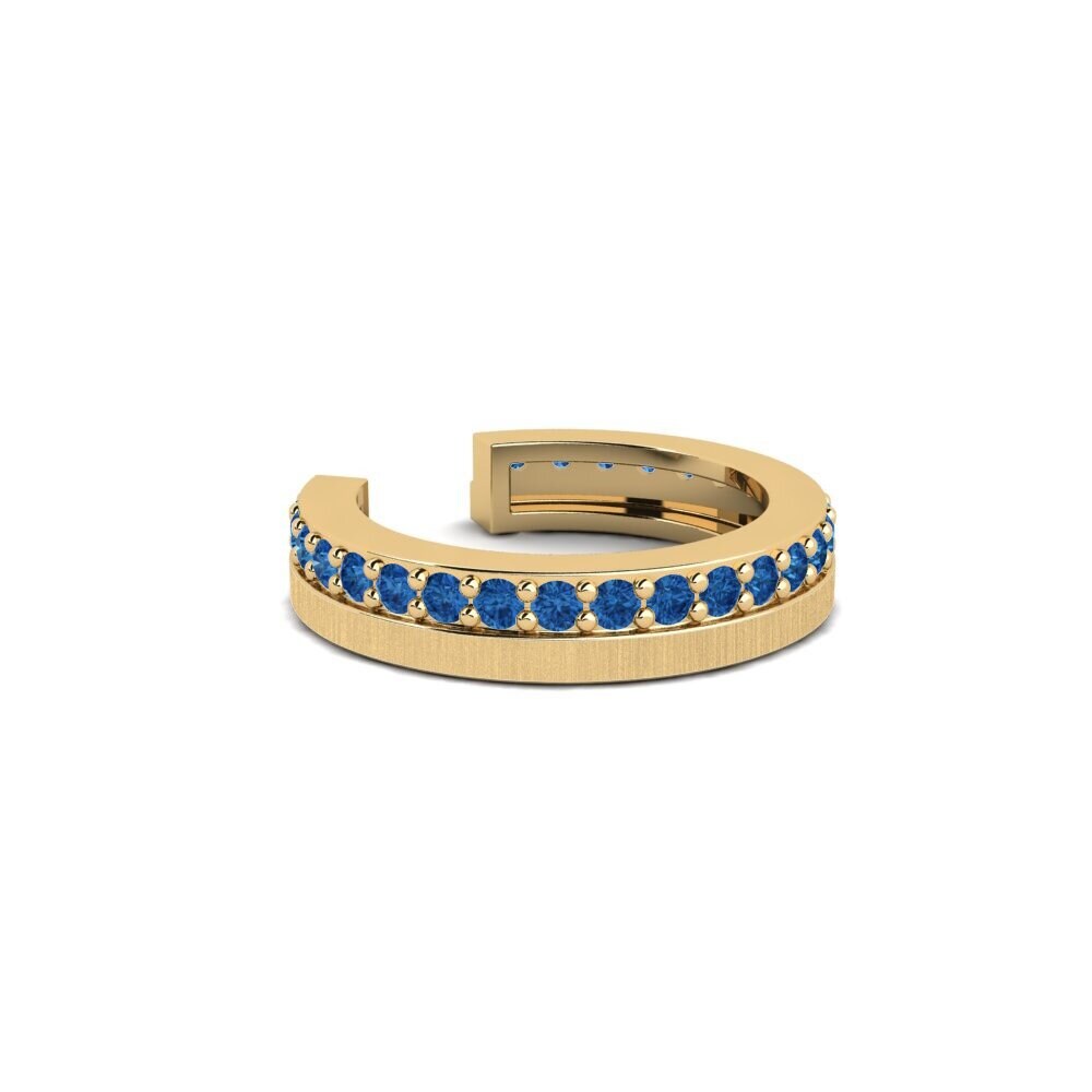 9ct Yellow Gold Dark Blue Zirconia Men's Ear Cuff Gaisberg - B