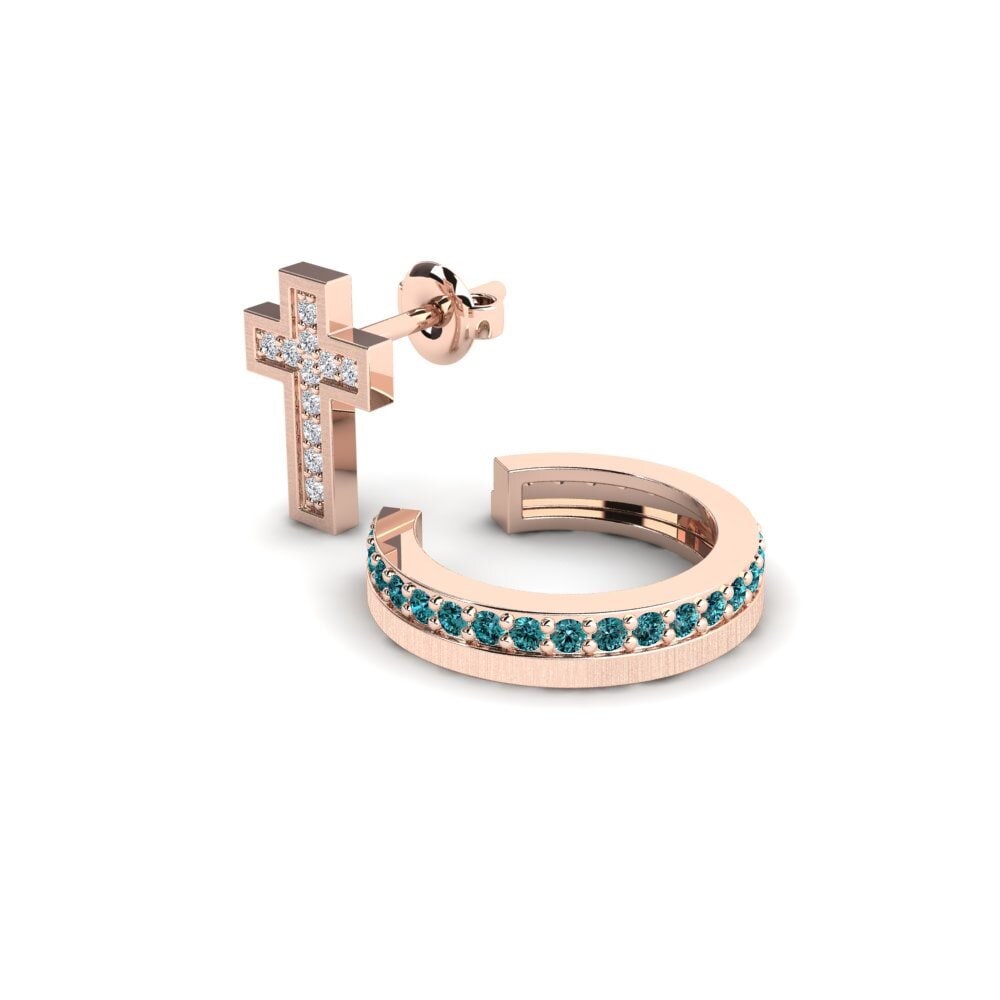 14k Oro Rosa Diamante Azul Pendiente para hombre Gaisberg - SET