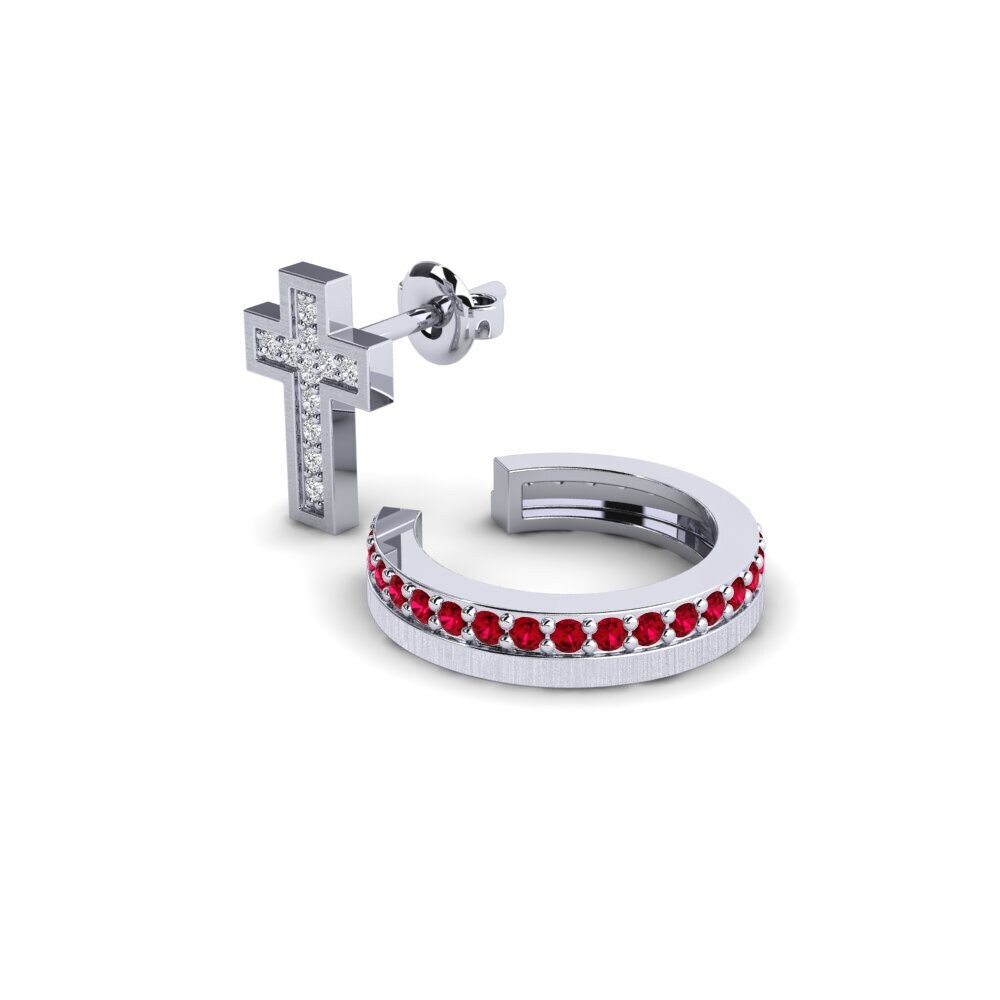 Red Zirconia Men's Earring Gaisberg - SET