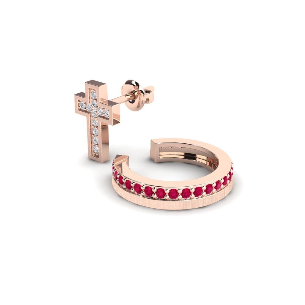 18k Oro Rosa Rubí Pendiente para hombre Gaisberg - SET
