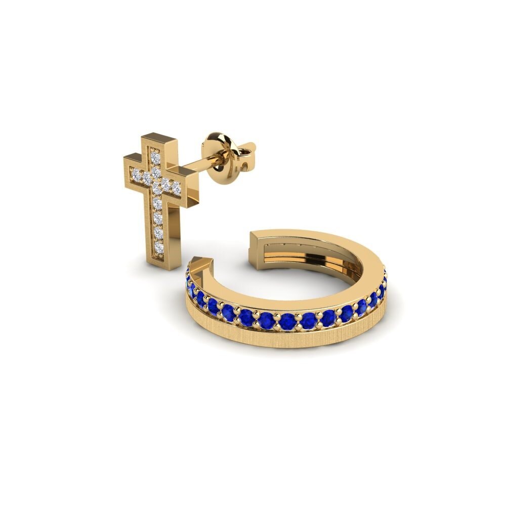 18ct Yellow Gold Sapphire Men's Earring Gaisberg - SET