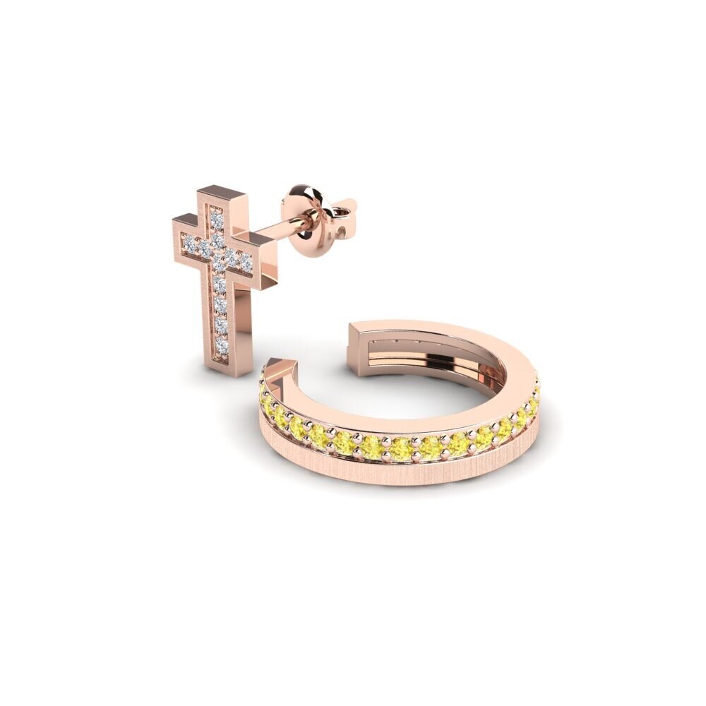 9ct Rose Gold Yellow Sapphire Men's Earring Gaisberg - SET