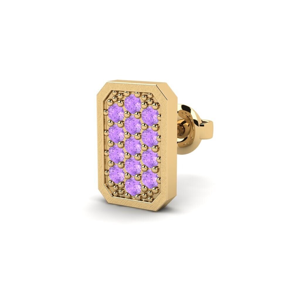 14ct Yellow Gold Amethyst Men's Earring Grossglockner