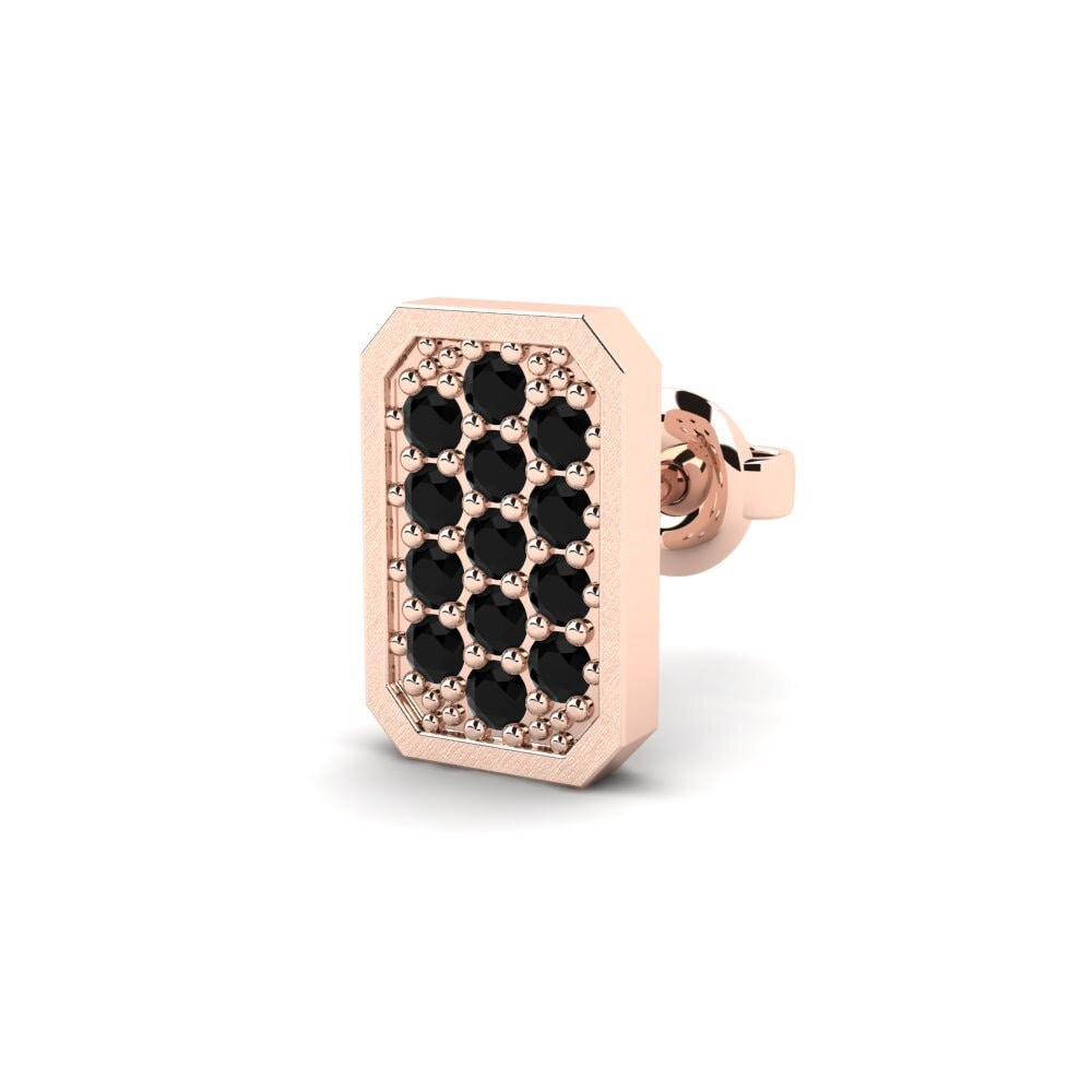 18ct Rose Gold Black Onyx Men's Earring Grossglockner