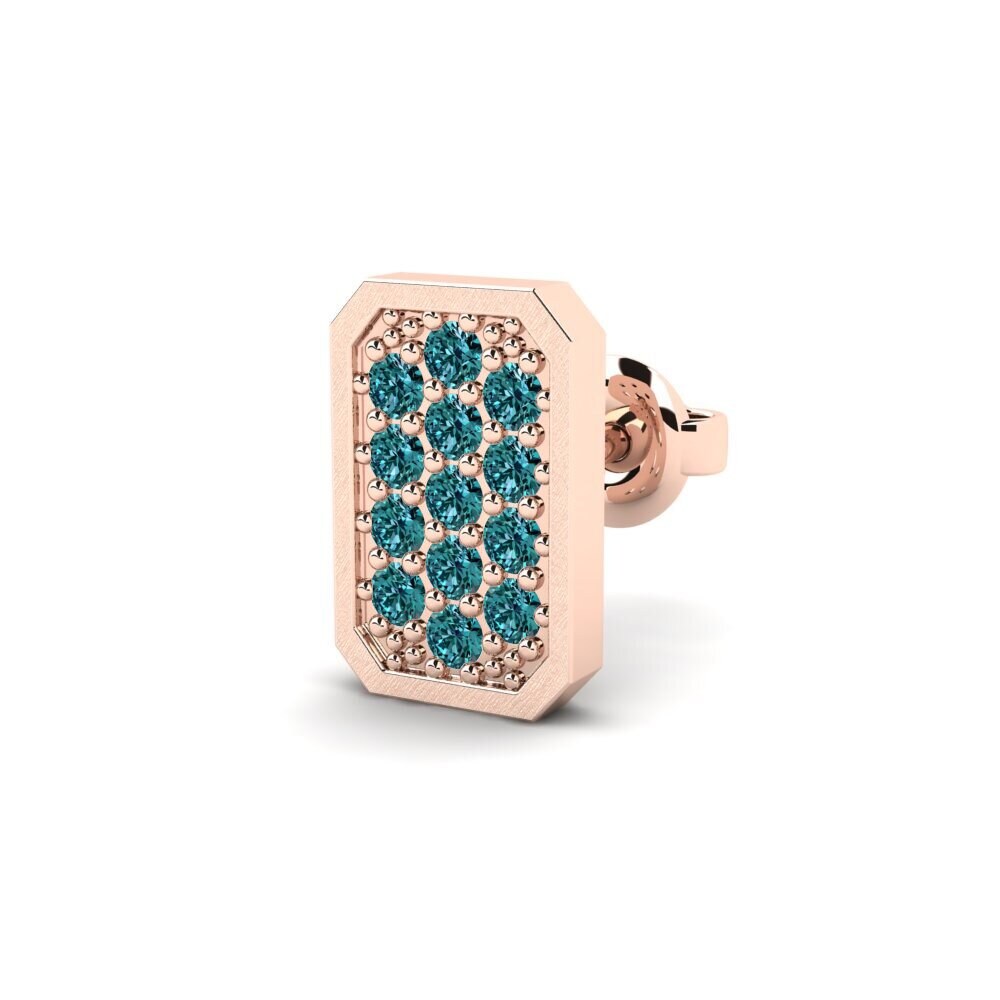14ct Rose Gold Blue Diamond Men's Earring Grossglockner