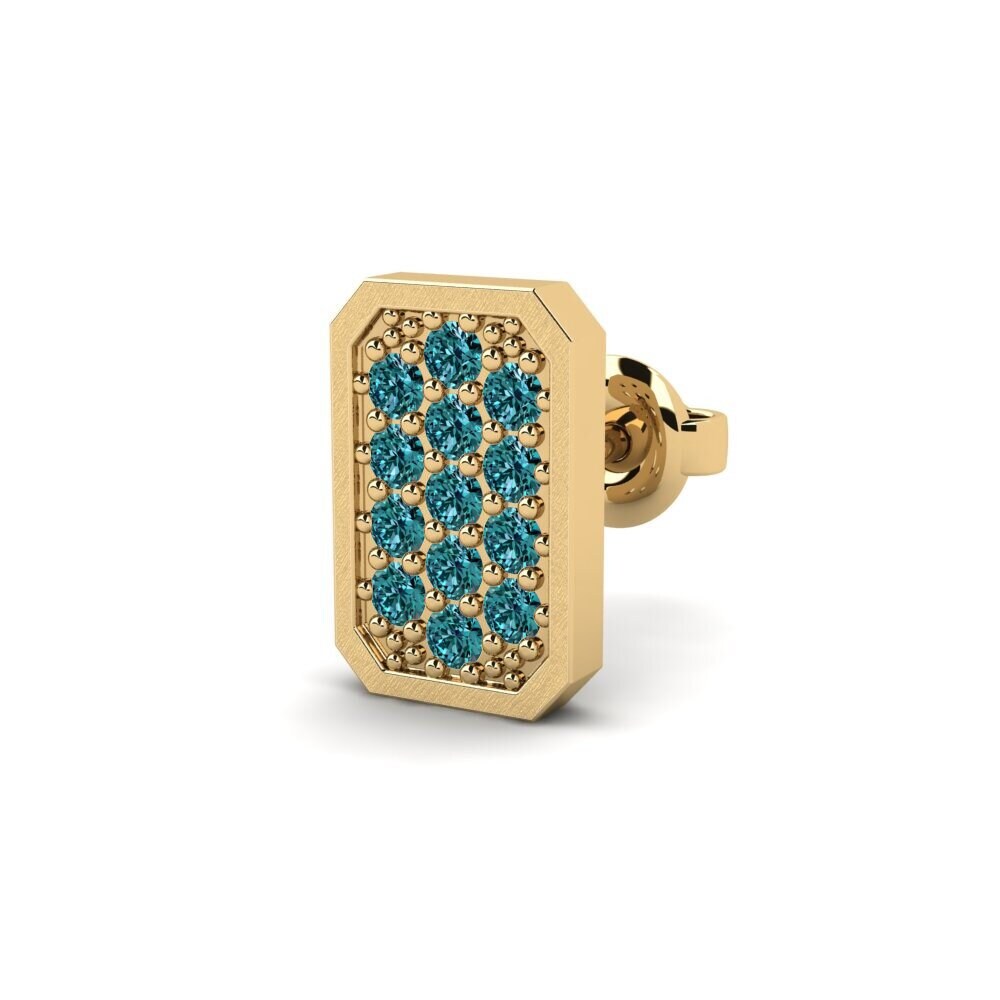 14ct Yellow Gold Blue Diamond Men's Earring Grossglockner