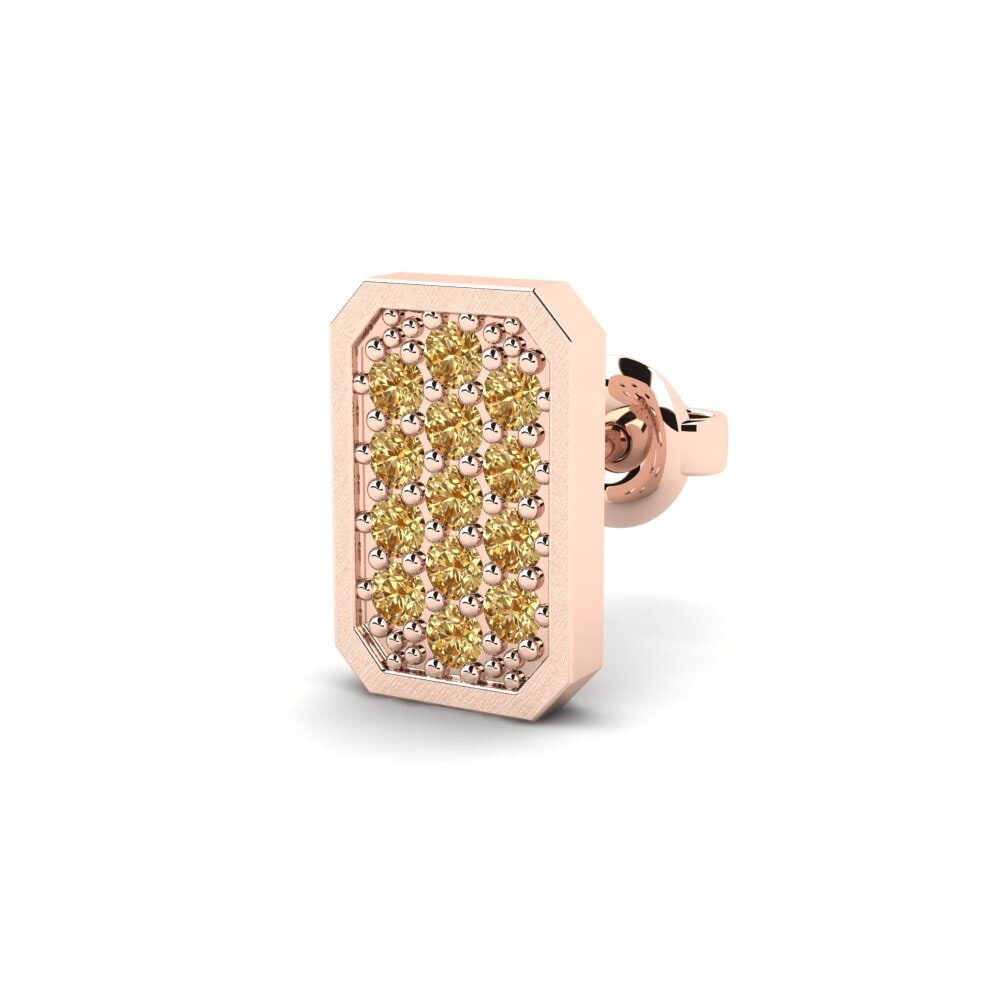 14ct Rose Gold Brown Diamond Men's Earring Grossglockner