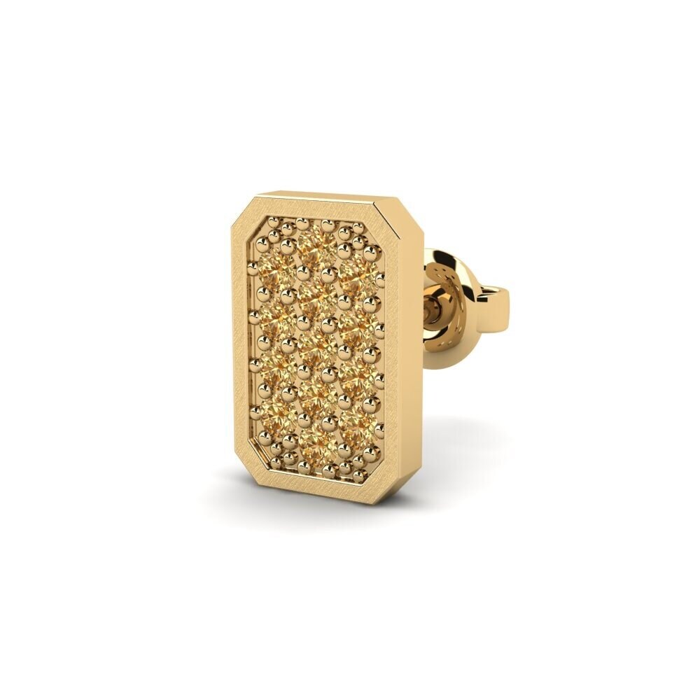 14ct Yellow Gold Brown Diamond Men's Earring Grossglockner