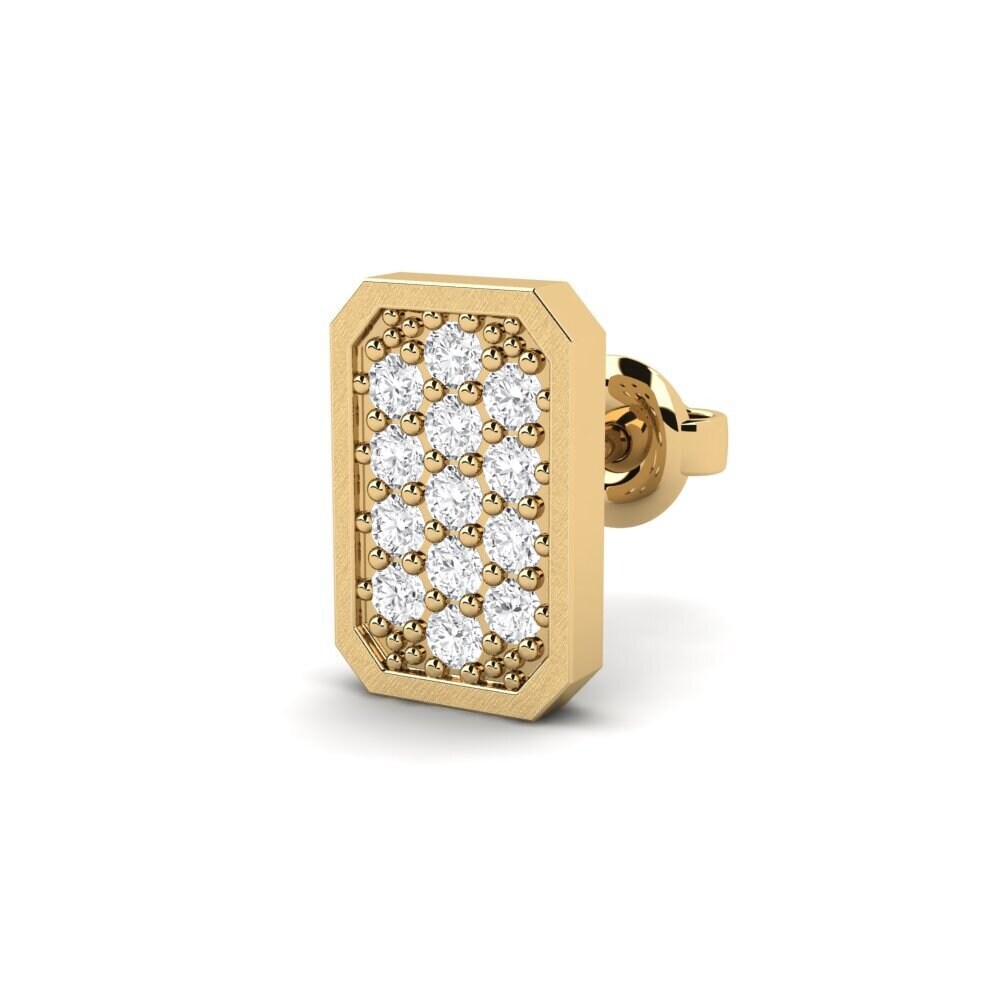 14ct Yellow Gold White sapphire Men's Earring Grossglockner