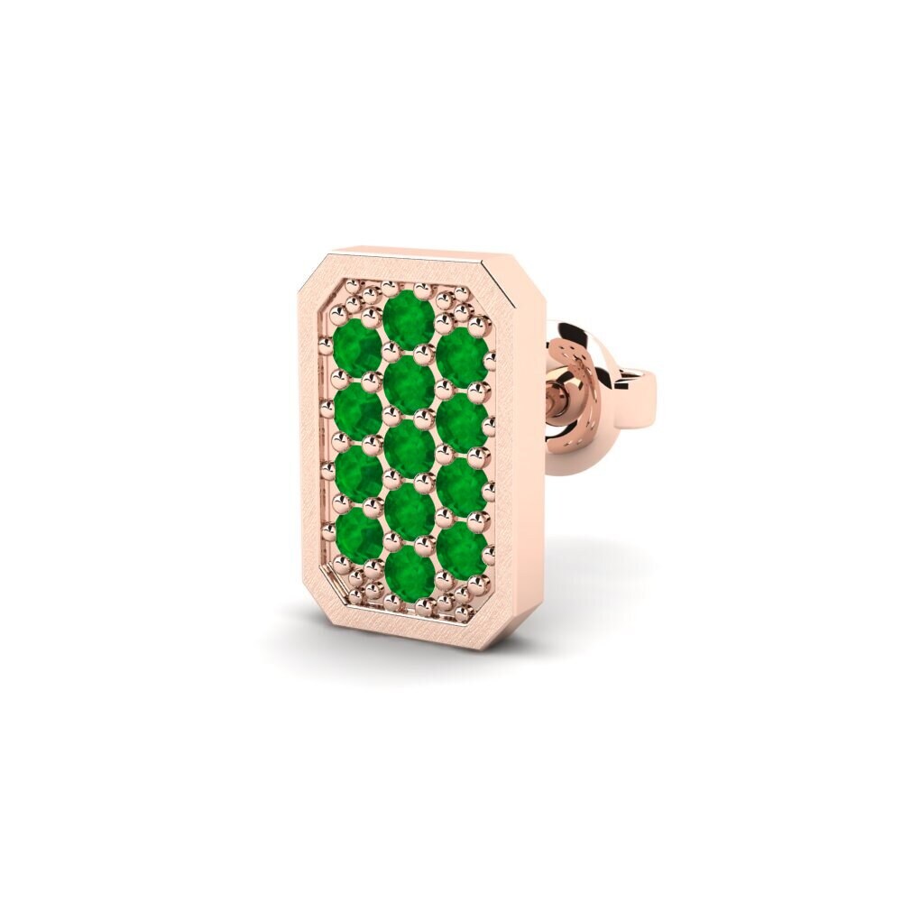 14ct Rose Gold Emerald Men's Earring Grossglockner