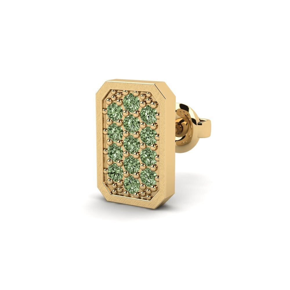 14ct Yellow Gold Green Diamond Men's Earring Grossglockner