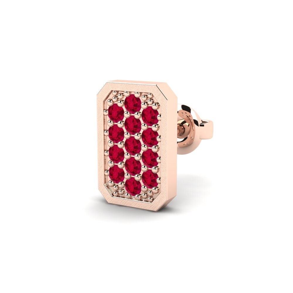 18ct Rose Gold Ruby Men's Earring Grossglockner