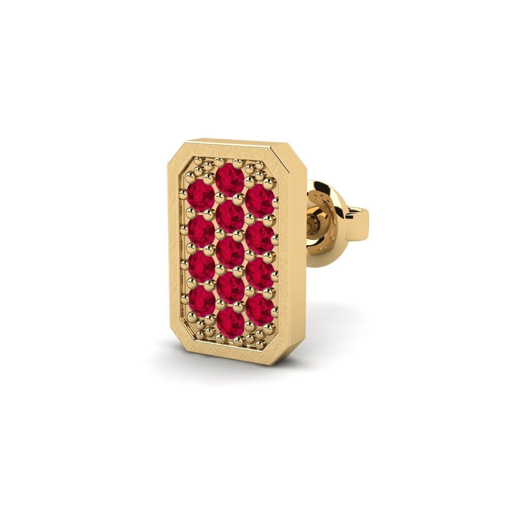 14ct Yellow Gold Ruby Men's Earring Grossglockner