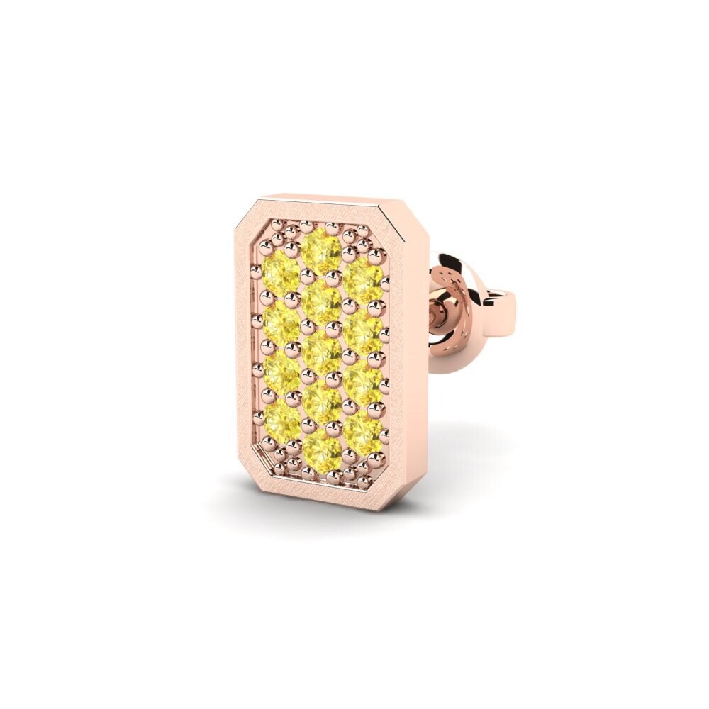 9ct Rose Gold Yellow Sapphire Men's Earring Grossglockner