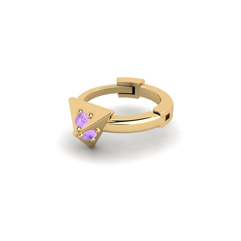 14ct Yellow Gold Amethyst Men's Piercing Hintere