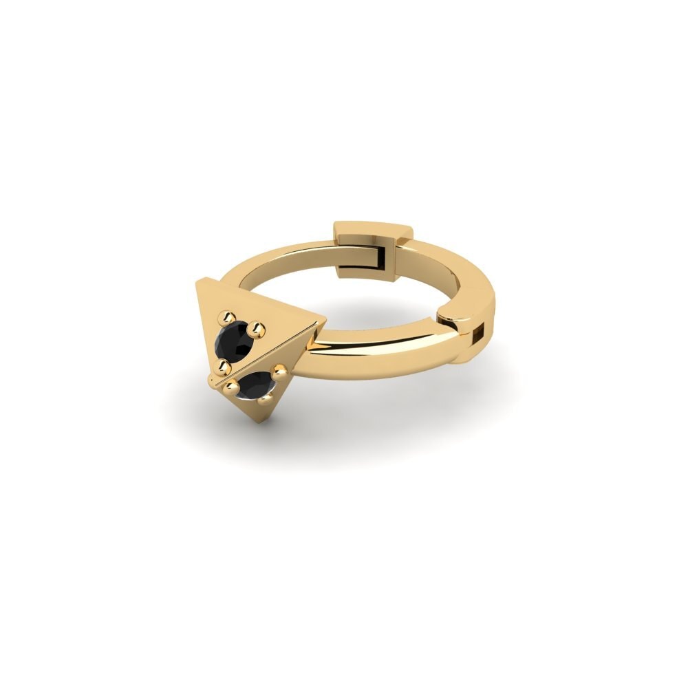 14ct Yellow Gold Black Diamond Men's Piercing Hintere