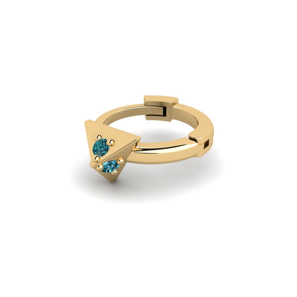 18k Oro Amarillo Diamante Azul Piercing oreja hombre Hintere