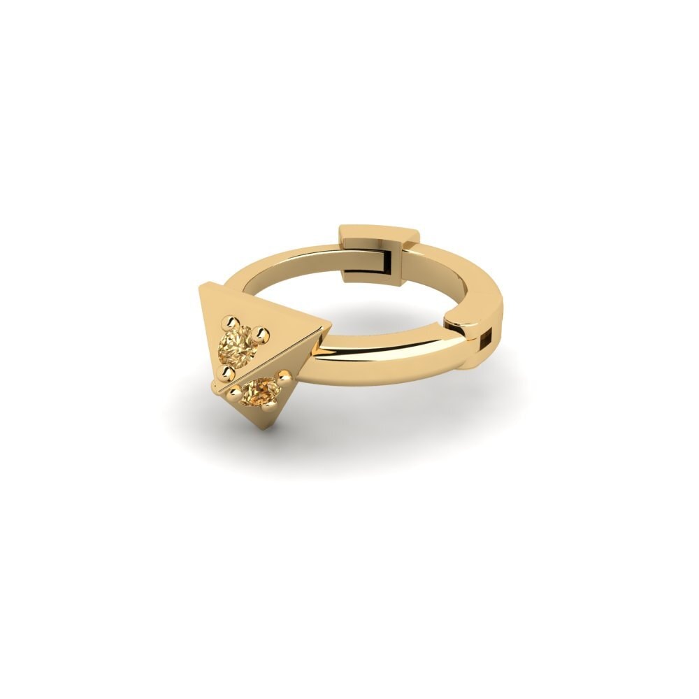 14ct Yellow Gold Brown Diamond Men's Piercing Hintere