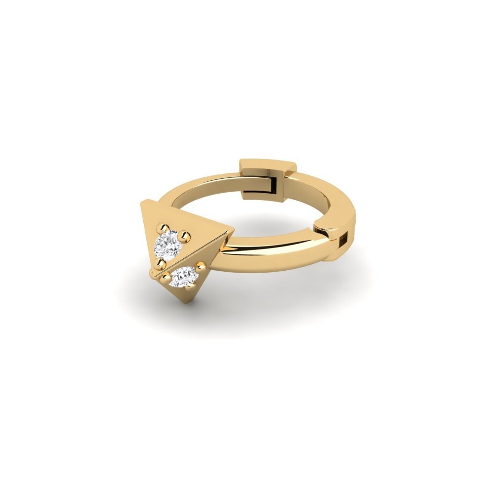 14ct Yellow Gold White sapphire Men's Piercing Hintere