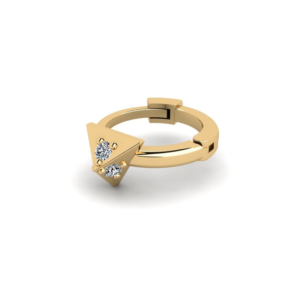 14ct Yellow Gold Zirconia Men's Piercing Hintere