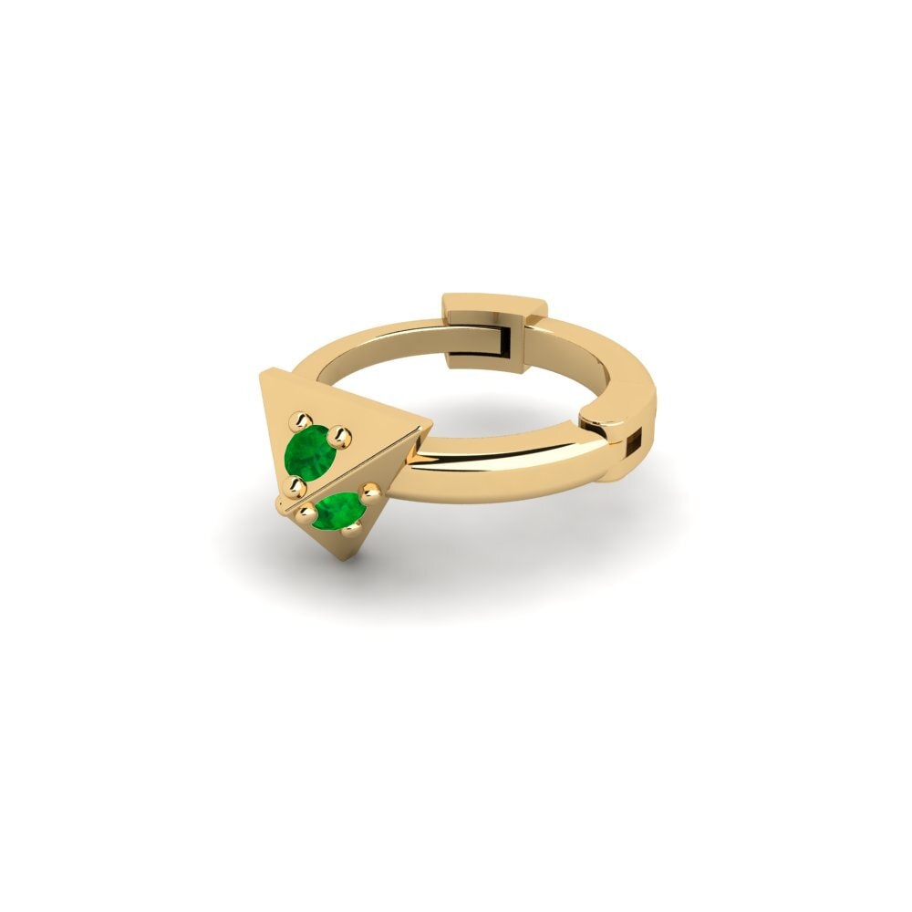 9ct Yellow Gold Emerald Men's Piercing Hintere