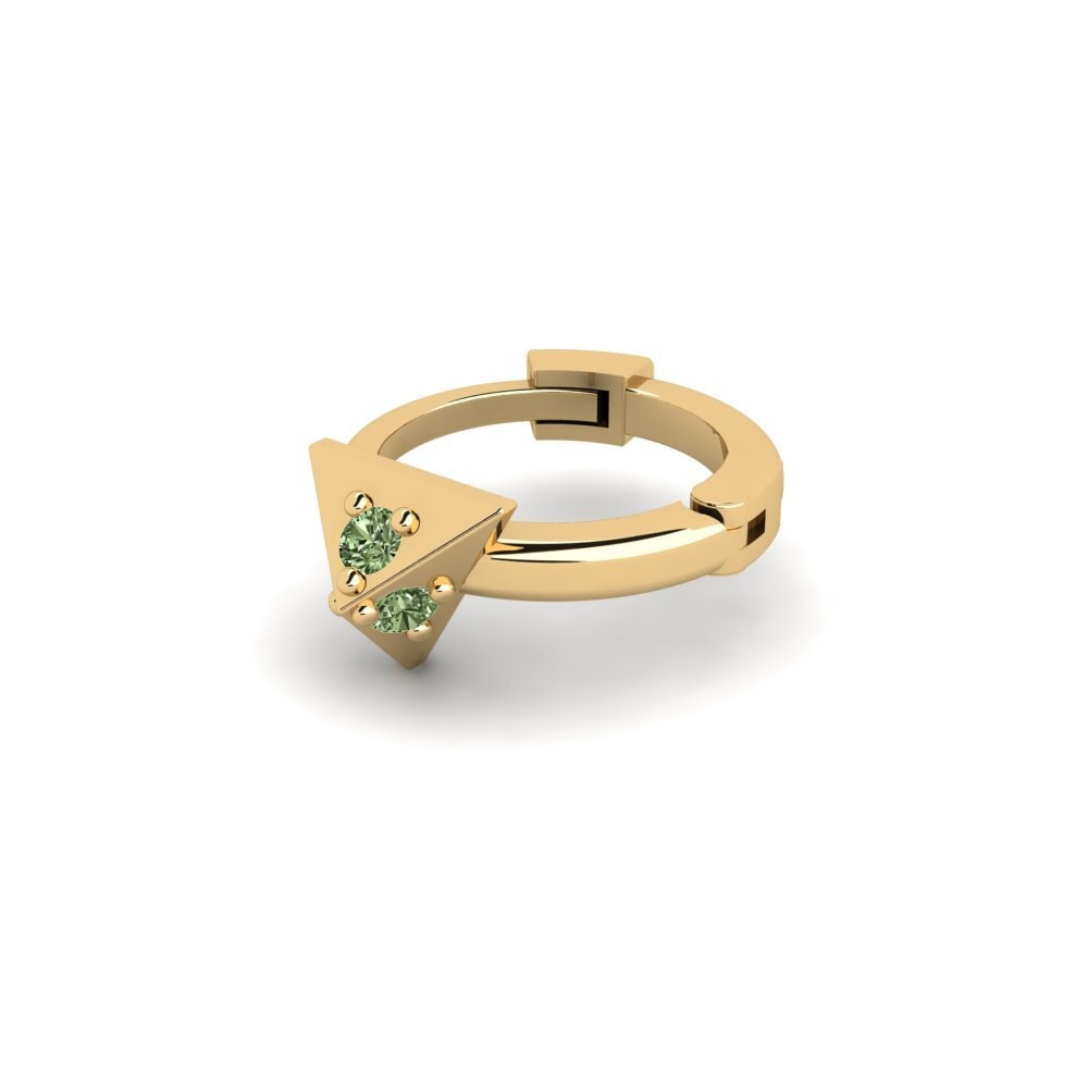 14ct Yellow Gold Green Diamond Men's Piercing Hintere