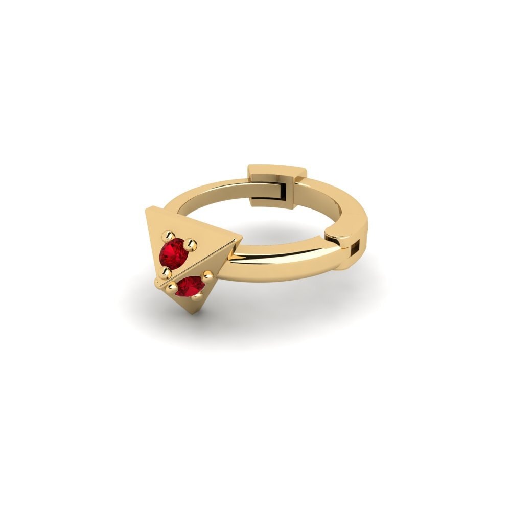 9ct Yellow Gold Red Zirconia Men's Piercing Hintere
