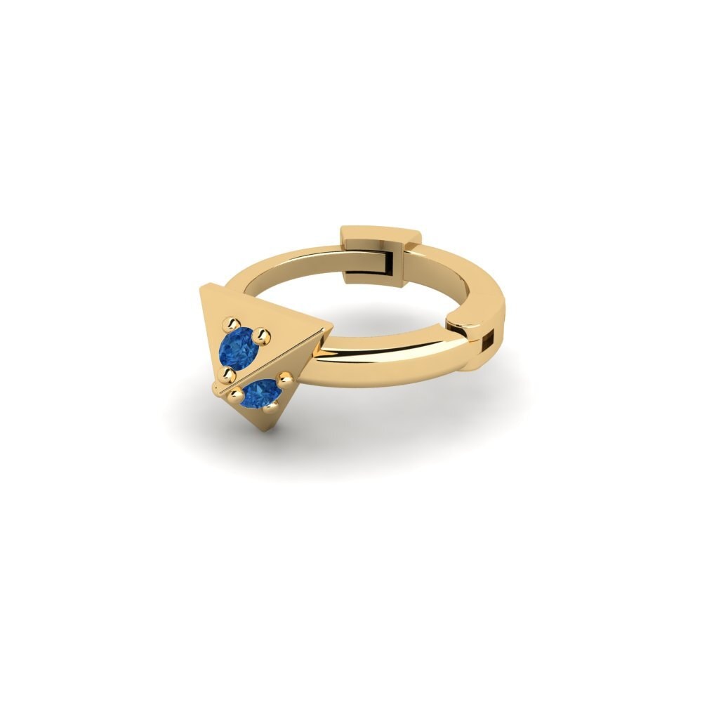 18ct Yellow Gold Dark Blue Zirconia Men's Piercing Hintere