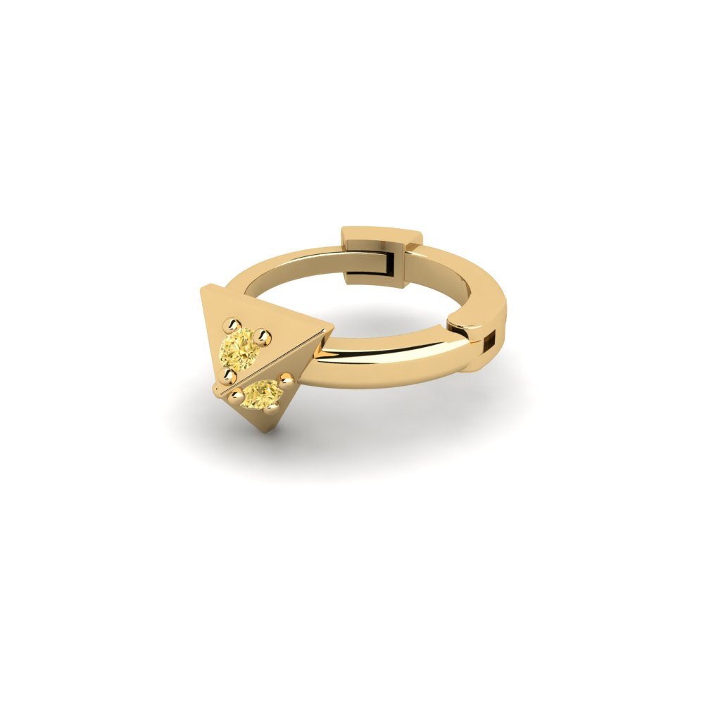 14ct Yellow Gold Yellow Diamond Men's Piercing Hintere