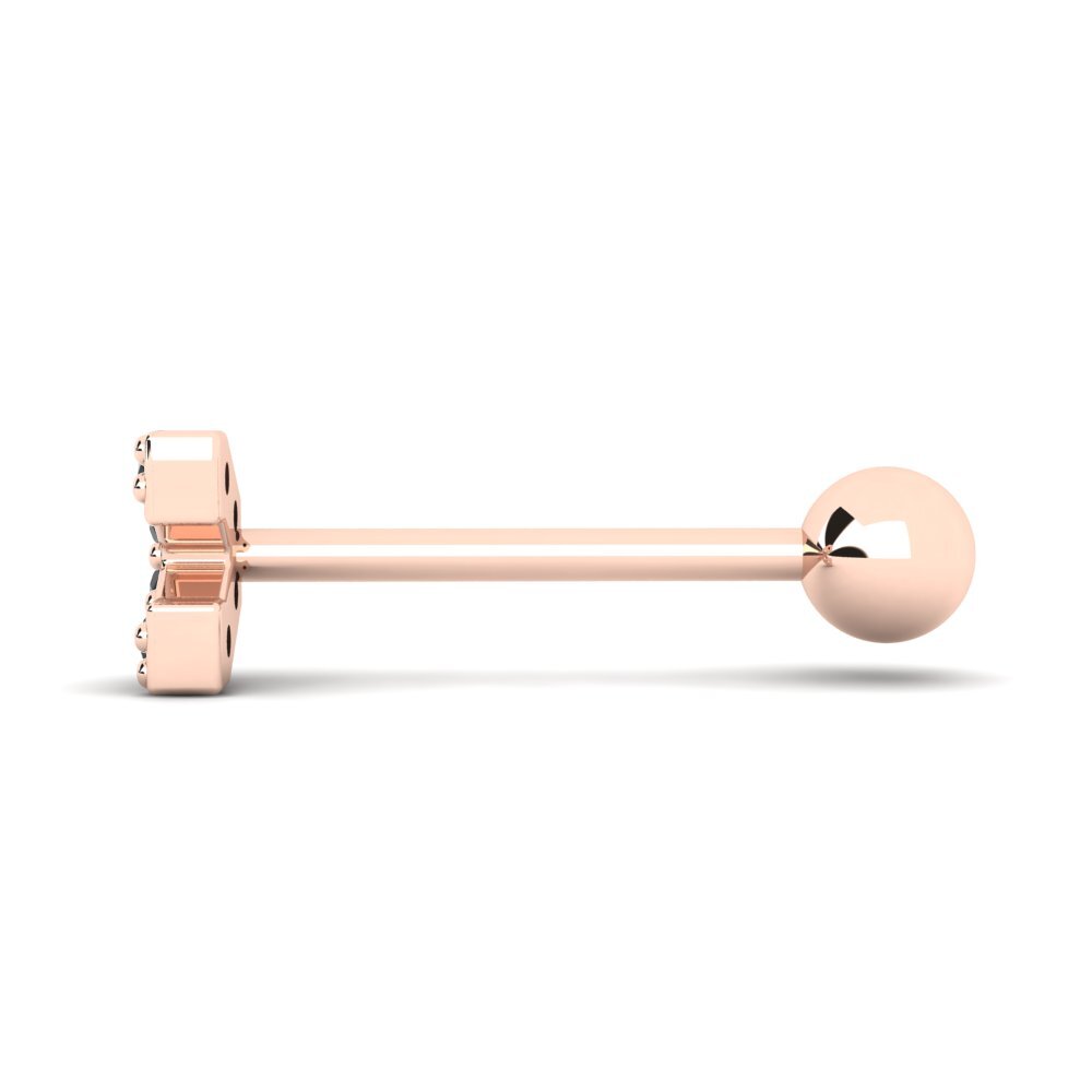 Pendientes 14k Oro Rosa Zafiro negro Piercings
