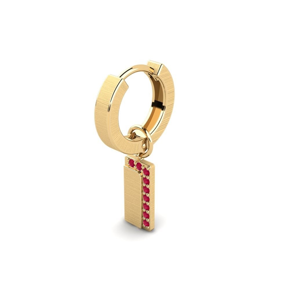 14ct Yellow Gold Ruby Men's Earring Joensu