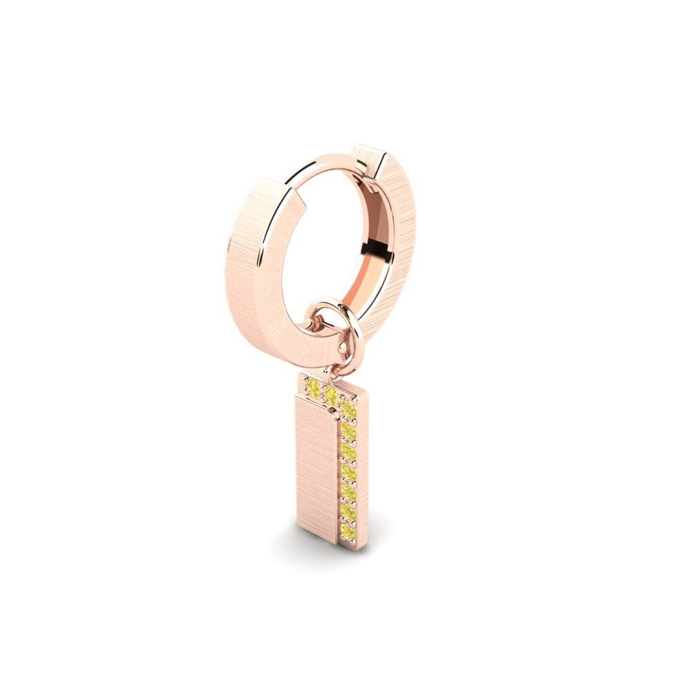 9ct Rose Gold Yellow Sapphire Men's Earring Joensu
