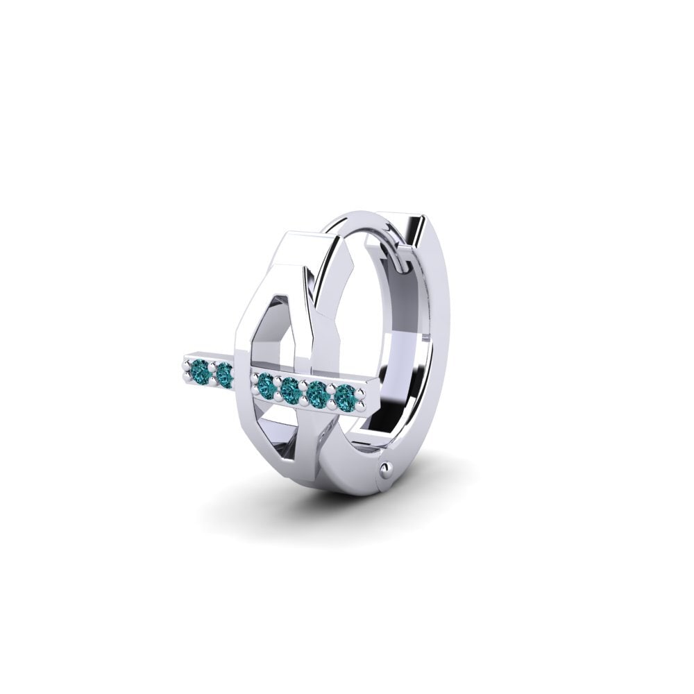 9ct White Gold Blue Diamond Men's Earring Joinder
