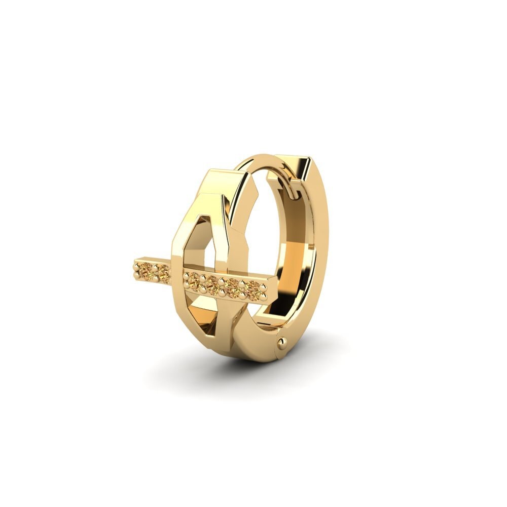 14ct Yellow Gold Brown Diamond Men's Earring Joinder