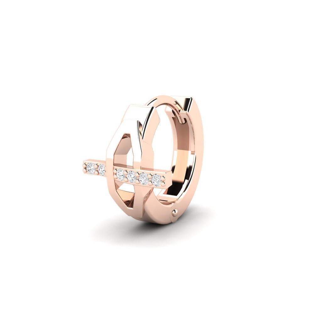 14ct Rose Gold White sapphire Men's Earring Joinder