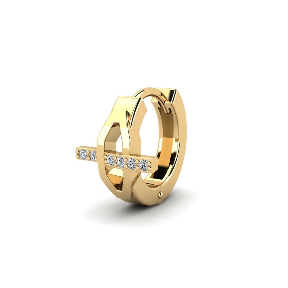 14ct Yellow Gold Zirconia Men's Earring Joinder