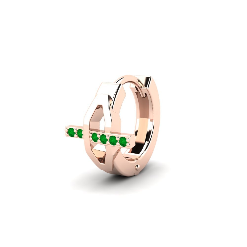 14ct Rose Gold Emerald Men's Earring Joinder