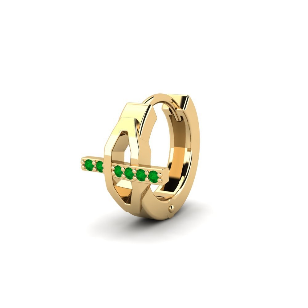 9ct Yellow Gold Emerald Men's Earring Joinder