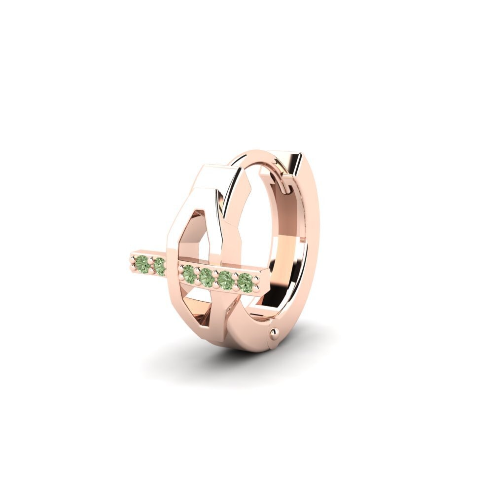14ct Rose Gold Green Diamond Men's Earring Joinder