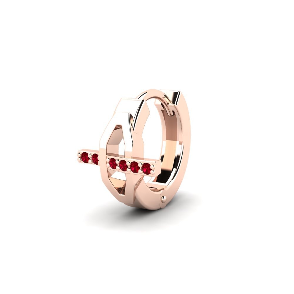 9k Oro Rosa Circonita Roja Pendiente para hombre Joinder