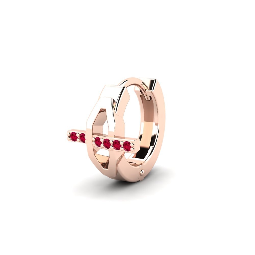 18ct Rose Gold Ruby Men's Earring Joinder