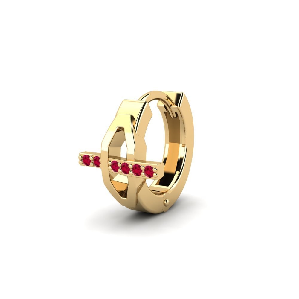 14ct Yellow Gold Ruby Men's Earring Joinder