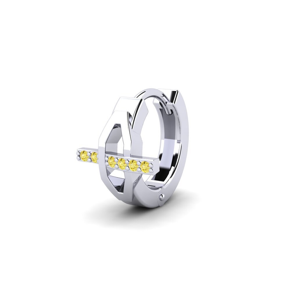 Platino Zafiro amarillo Pendiente para hombre Joinder