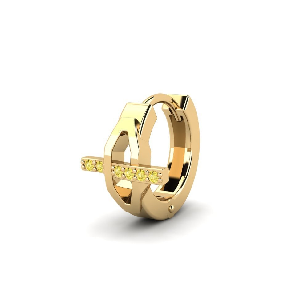 14ct Yellow Gold Yellow Sapphire Men's Earring Joinder